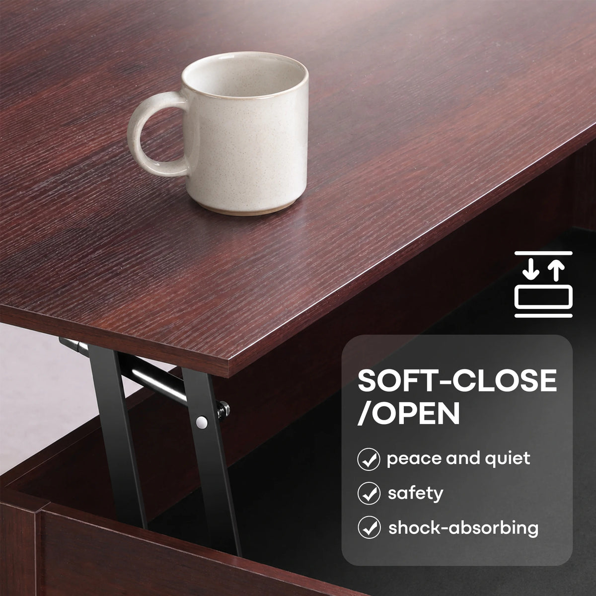 Lift Top Modern Farmhouse Wooden Coffee Table with Storage for Living Room Dining Office