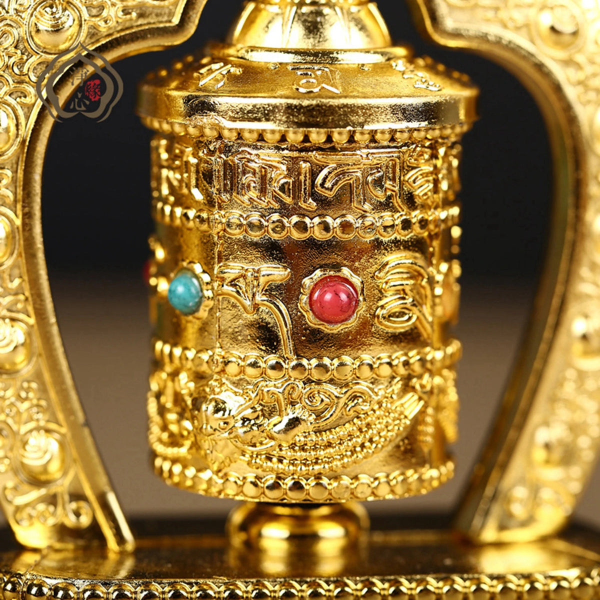 Solar Powered Rotating Buddhist Prayer Wheel Sculpture Tabletop Ornament for Home Decor