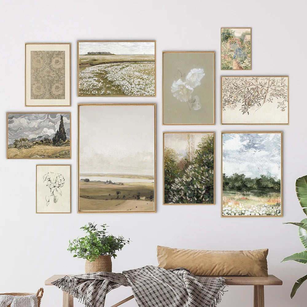 Vintage Summer Landscape Canvas Painting Poster for Home Decor
