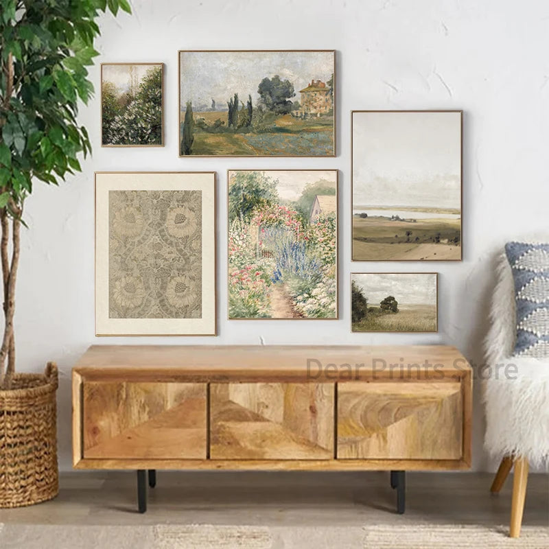 Vintage Summer Landscape Canvas Painting Poster for Home Decor