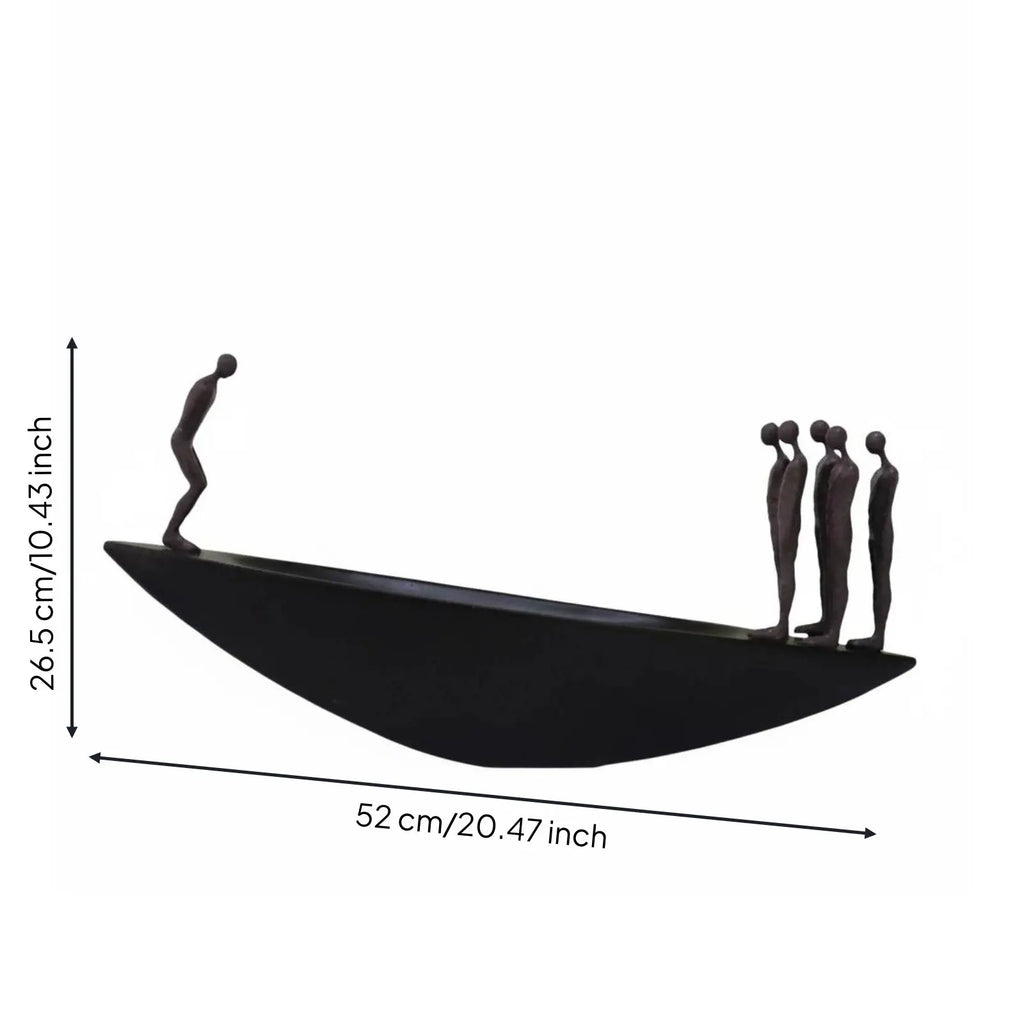Modern Resin Sailboat Boatman Sculpture Tabletop Ornament for Home Decor