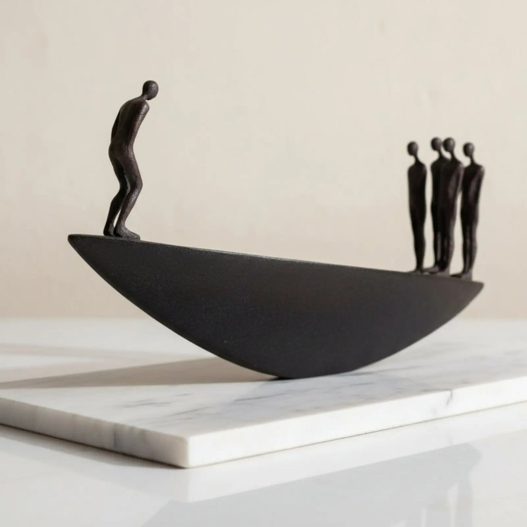Modern Resin Sailboat Boatman Sculpture Tabletop Ornament for Home Decor