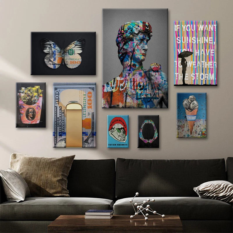 Retro David Sculpture Graffiti Canvas Painting Poster for Home Decor