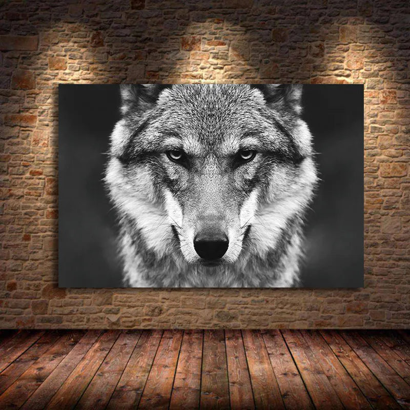 Nordic Wolf Head Wild Animal Canvas Painting Poster for Home Decor