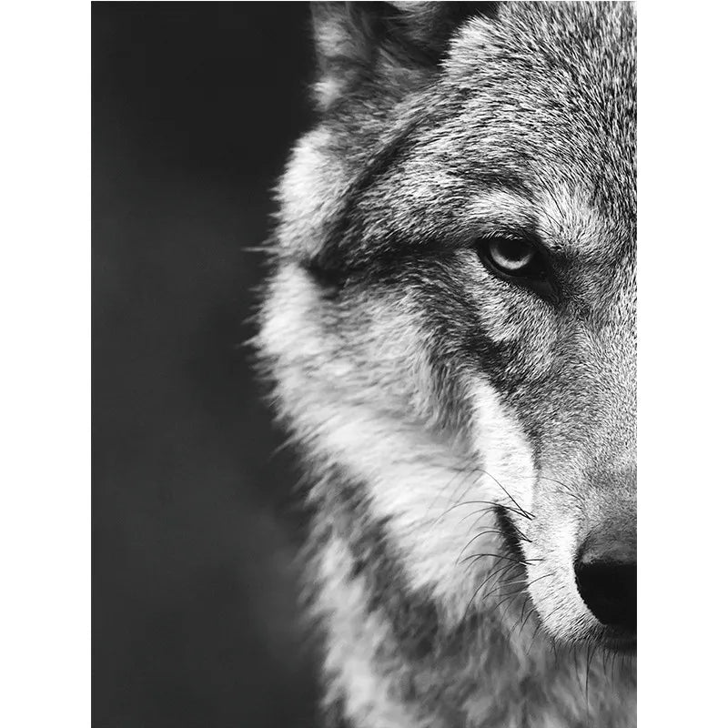 Nordic Wolf Head Wild Animal Canvas Painting Poster for Home Decor