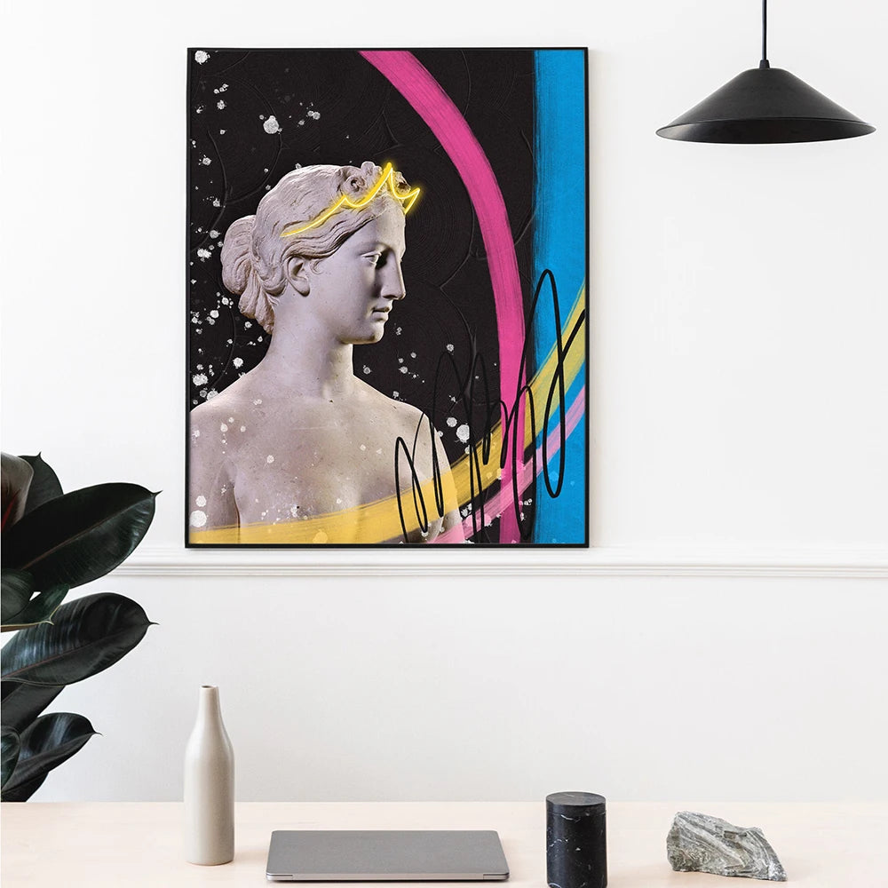 Retro Medusa Sculpture Canvas Painting Poster for Home Decor