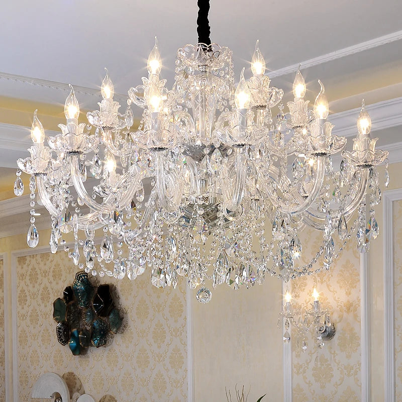 Modern European Style Gold/Silver Clear Crystal K9 Chandelier Hanging Light Fixture