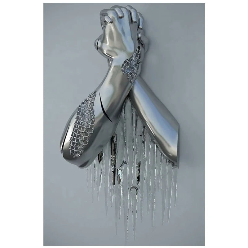 Abstract Metal Figure Statue Canvas Painting Poster for Home Decor