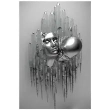 Abstract Metal Figure Statue Canvas Painting Poster for Home Decor