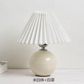 Japanese-Style Ceramic Table Lamp with Pleated Fabric Shade for Bedroom