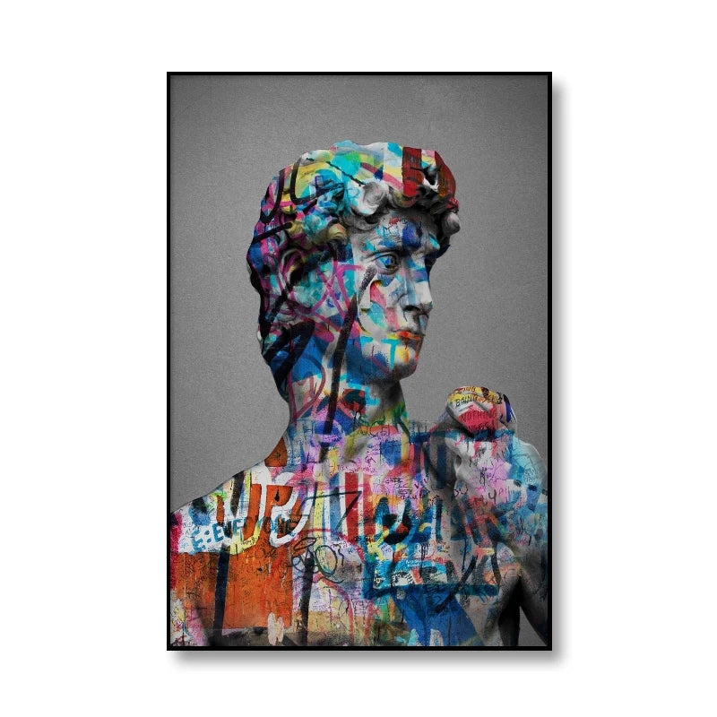 Retro David Sculpture Graffiti Canvas Painting Poster for Home Decor