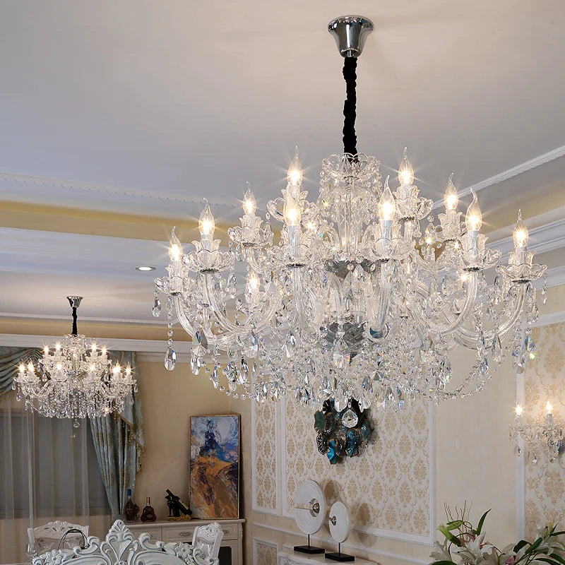 Modern European Style Gold/Silver Clear Crystal K9 Chandelier Hanging Light Fixture