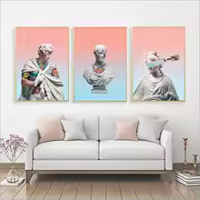 Modern David Vaporwave Sculpture Canvas Wall Art Print for Living Room