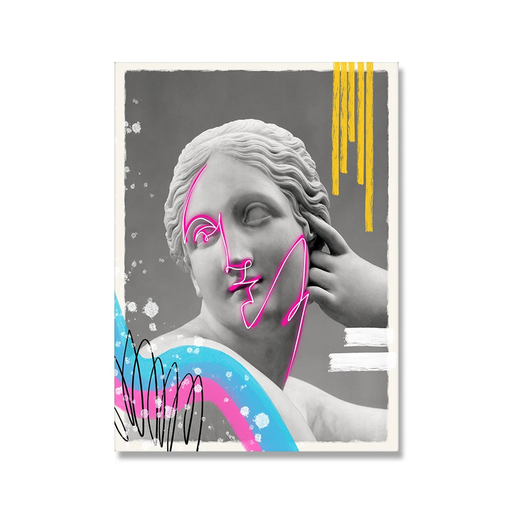 Retro Medusa Sculpture Canvas Painting Poster for Home Decor