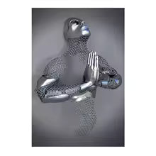 Abstract Metal Figure Statue Canvas Painting Poster for Home Decor