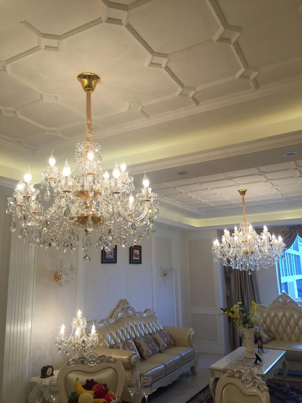 Modern European Style Gold/Silver Clear Crystal K9 Chandelier Hanging Light Fixture