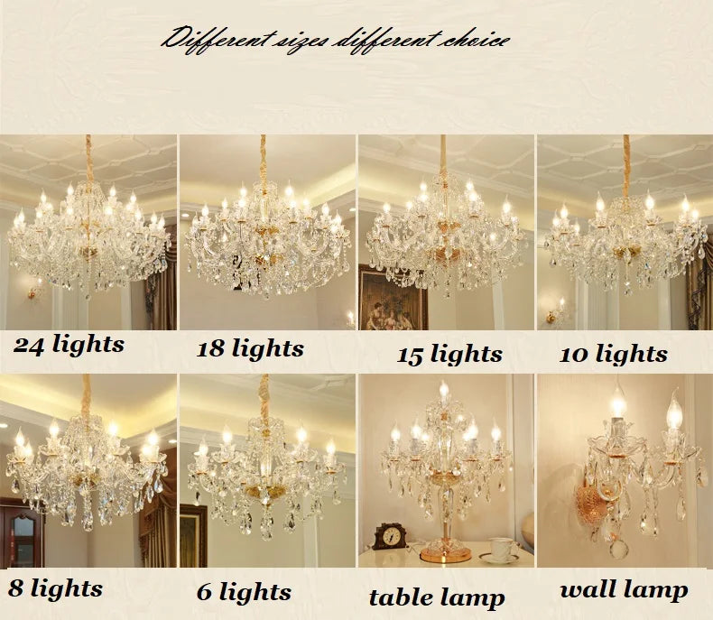 Modern European Style Gold/Silver Clear Crystal K9 Chandelier Hanging Light Fixture