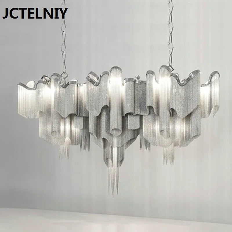 Vintage Handmade Aluminum Chain LED Chandelier for Living Room