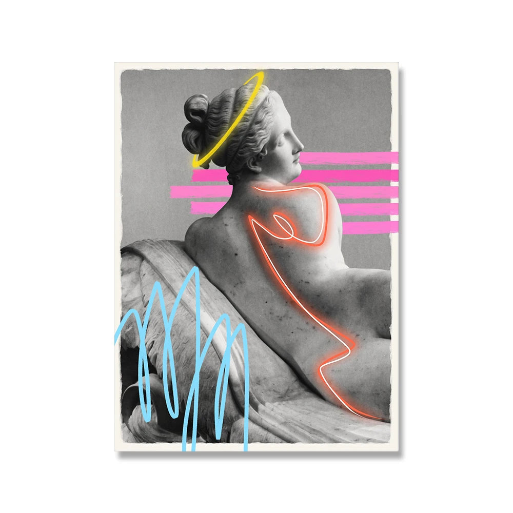 Retro Medusa Sculpture Canvas Painting Poster for Home Decor