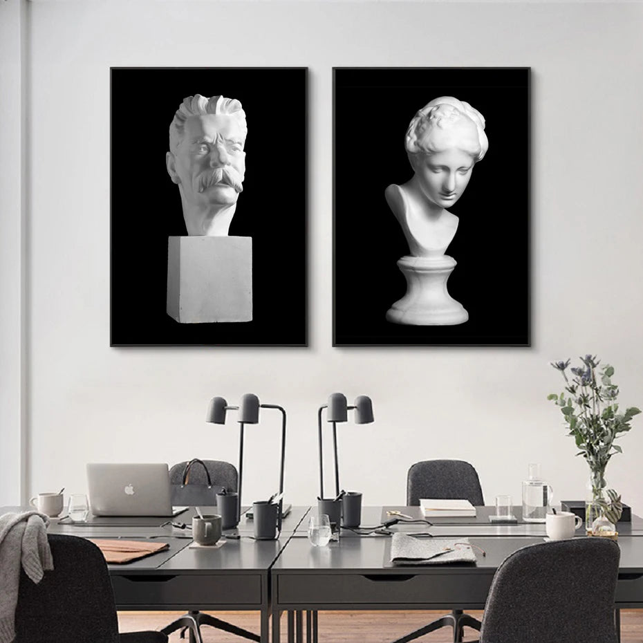 Retro Sculpture Canvas Art Poster Print for Living Room Wall Decor