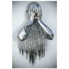 Abstract Metal Figure Statue Canvas Painting Poster for Home Decor