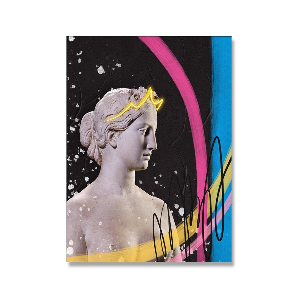 Retro Medusa Sculpture Canvas Painting Poster for Home Decor