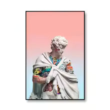 Modern David Vaporwave Sculpture Canvas Wall Art Print for Living Room