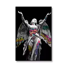 Vaporwave Sculpture Wings Graffiti Canvas Painting Poster for Home Decor