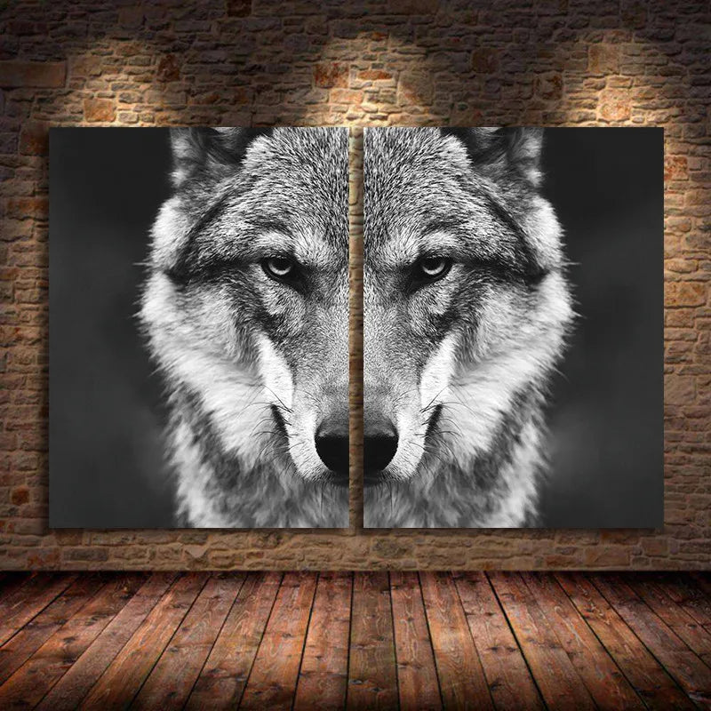 Nordic Wolf Head Wild Animal Canvas Painting Poster for Home Decor