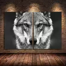 Nordic Wolf Head Wild Animal Canvas Painting Poster for Home Decor