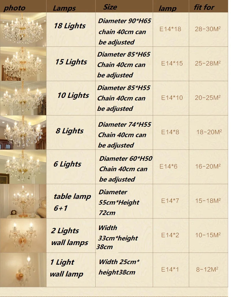 Modern European Style Gold/Silver Clear Crystal K9 Chandelier Hanging Light Fixture