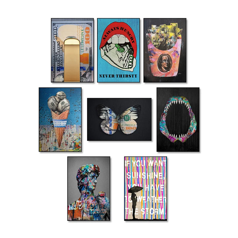 Retro David Sculpture Graffiti Canvas Painting Poster for Home Decor
