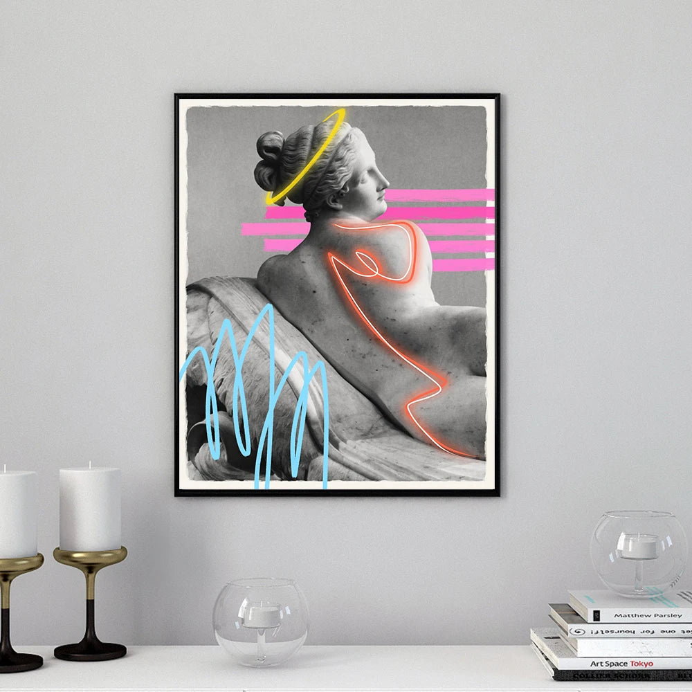 Retro Medusa Sculpture Canvas Painting Poster for Home Decor