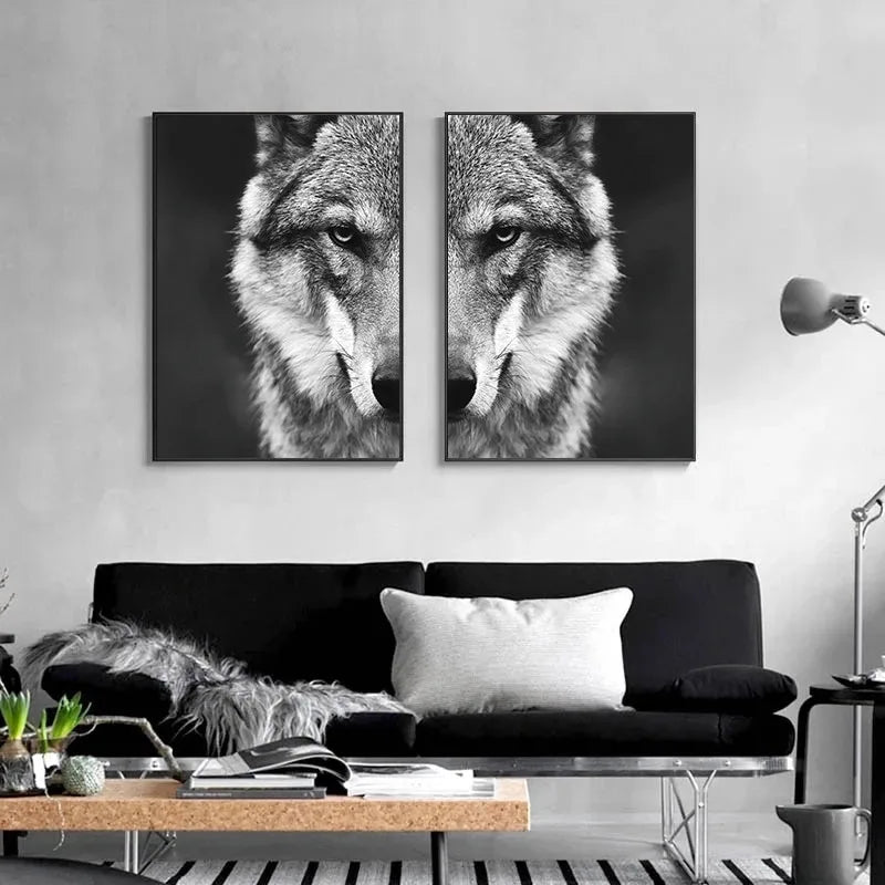 Nordic Wolf Head Wild Animal Canvas Painting Poster for Home Decor