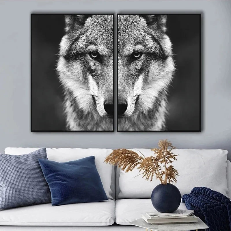 Nordic Wolf Head Wild Animal Canvas Painting Poster for Home Decor