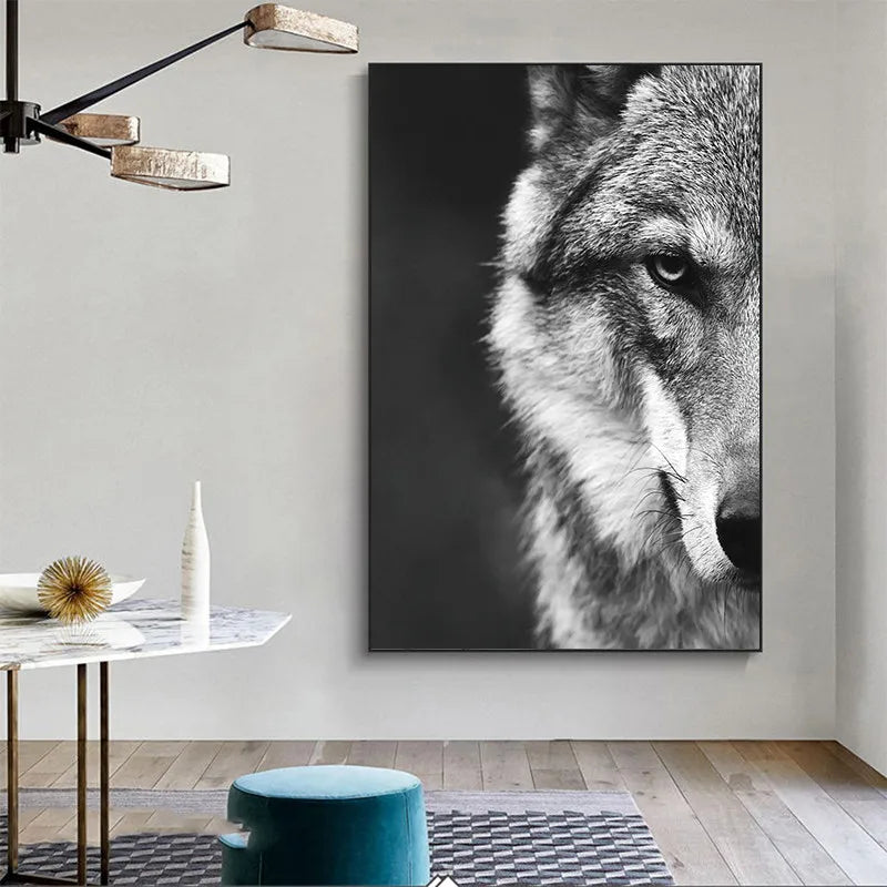 Nordic Wolf Head Wild Animal Canvas Painting Poster for Home Decor