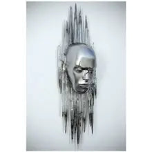 Abstract Metal Figure Statue Canvas Painting Poster for Home Decor