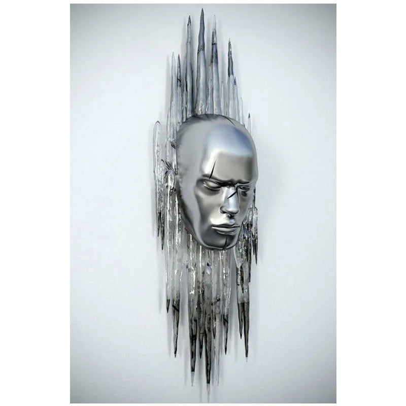 Abstract Metal Figure Statue Canvas Painting Poster for Home Decor