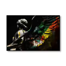 Vaporwave Sculpture Wings Graffiti Canvas Painting Poster for Home Decor