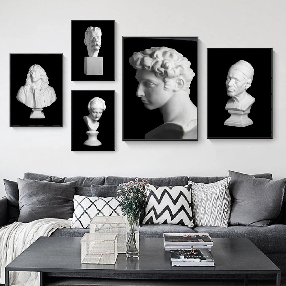 Retro Sculpture Canvas Art Poster Print for Living Room Wall Decor