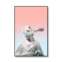 Modern David Vaporwave Sculpture Canvas Wall Art Print for Living Room