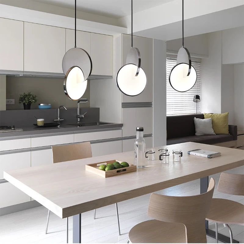 Modern Geometric LED Small Pendant Lamp Gold Silver Table Dining Bedside Bedroom Chandelier Home Decor Lighting