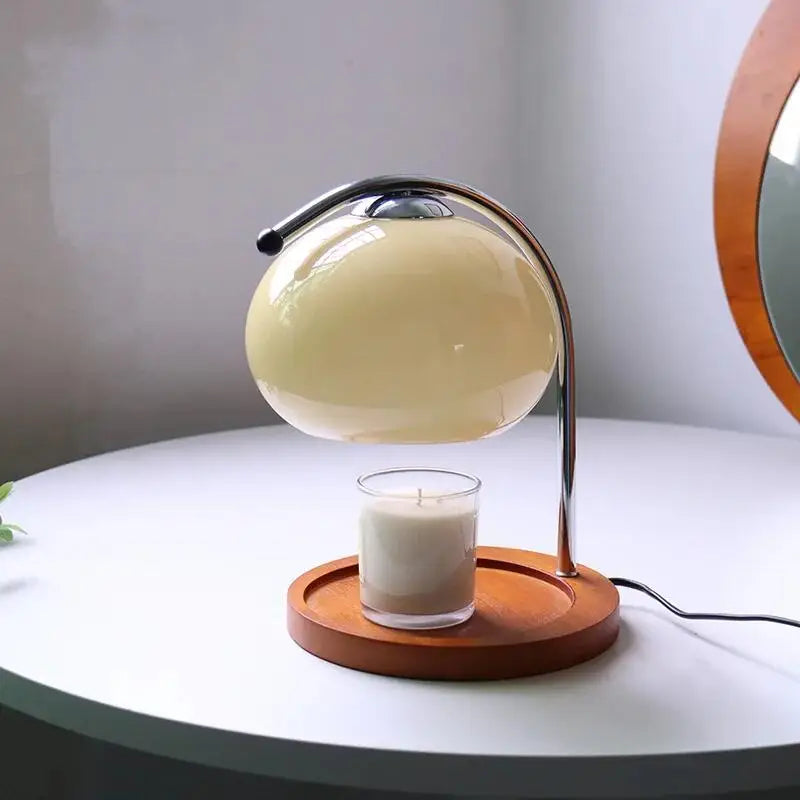 Retro Glass Table Lamp Aromatherapy Candle Warmer Bedroom Bedside Atmosphere Light