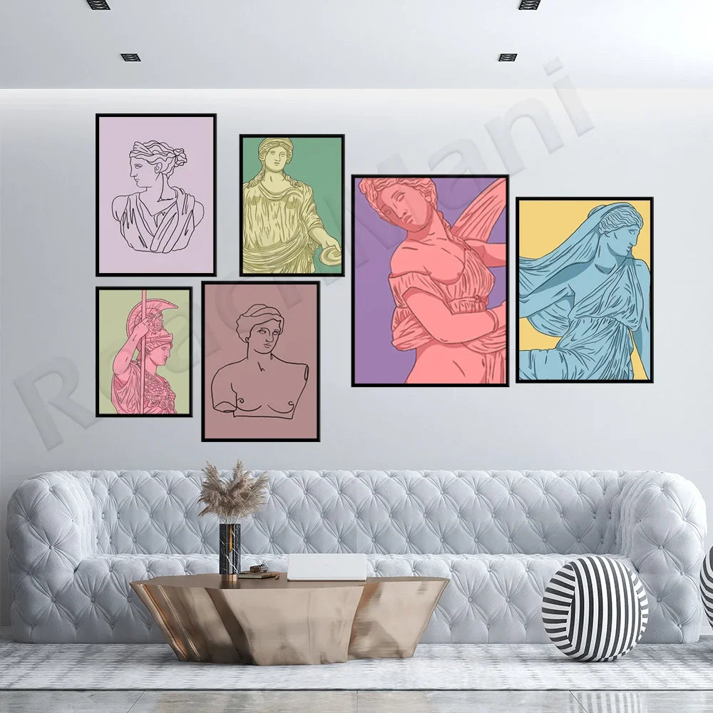 Retro Greek Goddess Canvas Painting Poster for Home Decor