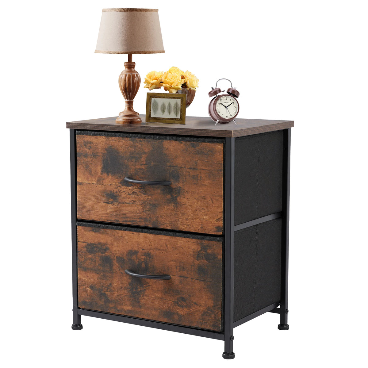 Modern Nightstand with 2 Fabric Drawers Bedside Table End Table
