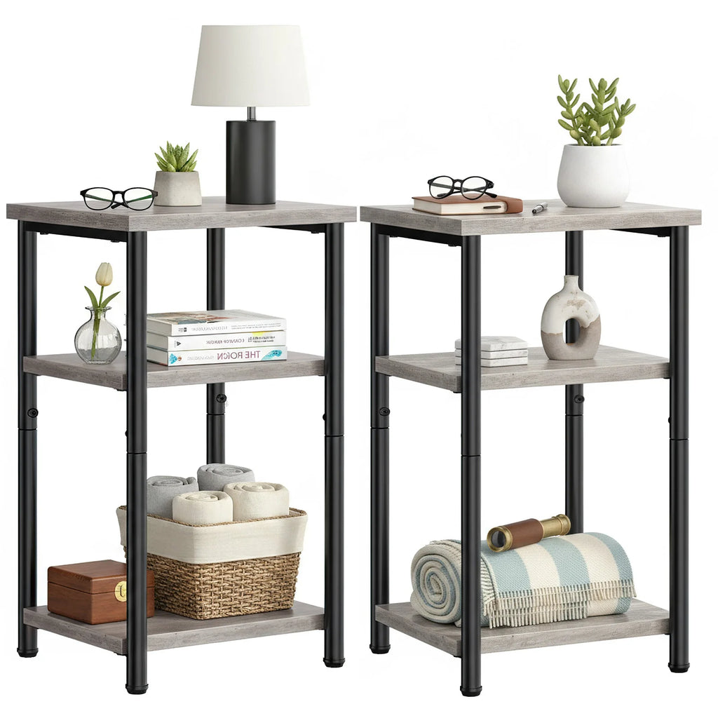 3-Tier Wooden Lift-Top Coffee Table Set with Storage