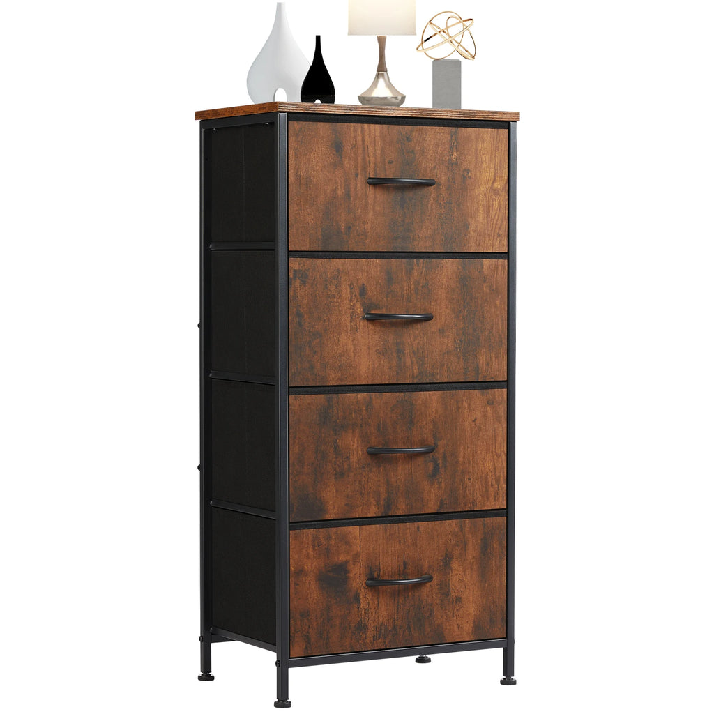 94cm Bedroom Dresser with 4 Fabric Drawers Steel Frame Storage Cabinet