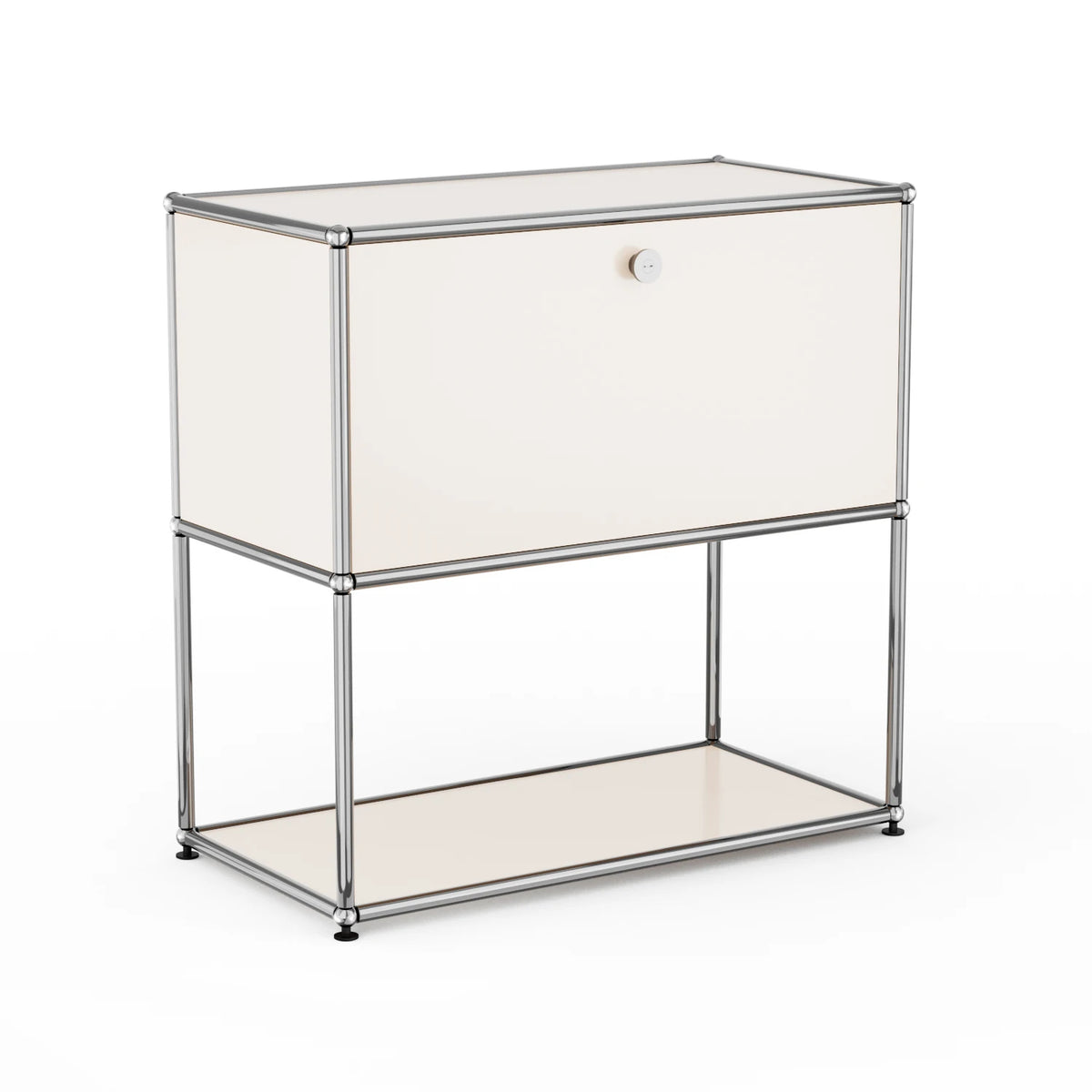 Modern 74 cm Modular Nightstand Chrome Metal Frame 2-Tier Side End Table