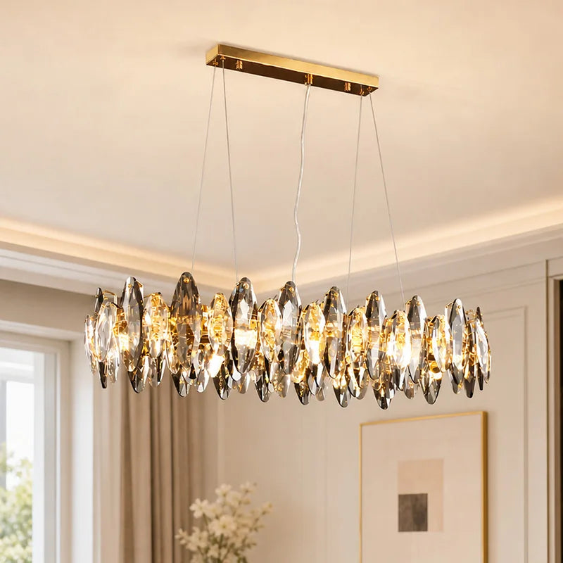 Modern Luxury Crystal Chandelier LED Pendant Light Living Room Dining Room