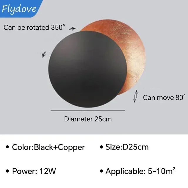 Modern 25 cm Rotatable Solar Eclipse Wall Lamp for Bedroom Living Room Light